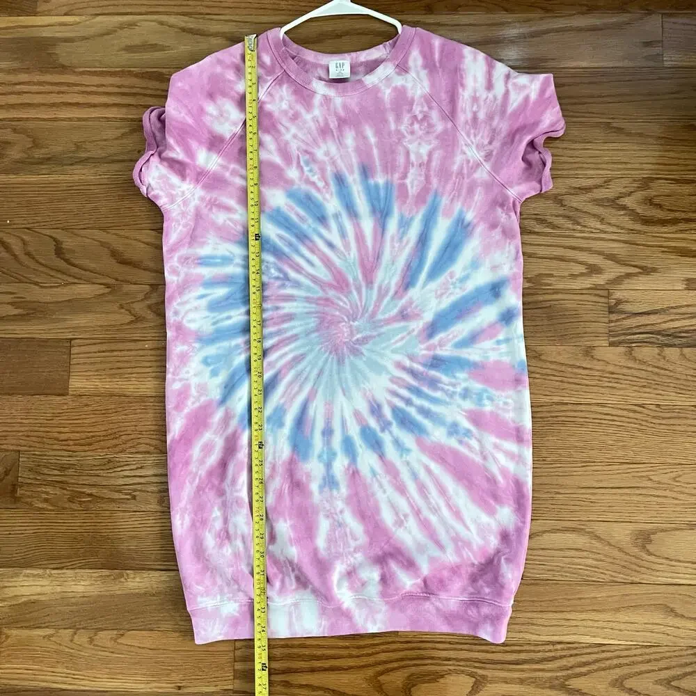 Gap Kids Girls XXL Tie Dye Sweatshirt Dress Pink Blue Casual Boho Sporty